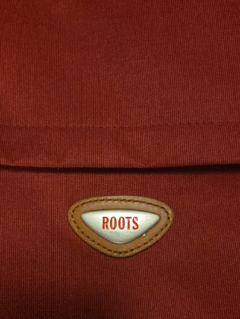 Roots Maroon Canvas Shoulder Bag with Brown Leather Accents - Picture 2 of 13